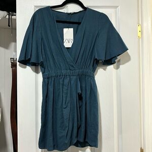 Zara linen blend short romper